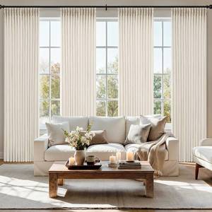 lot 13837 image: MIULEE Pinch Pleated Thick Linen Curtains 40x90 Inches Birch 4 Panels Set