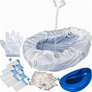 lot 13838 image: Bedpan Set with 30 Absorbent Pads Gel and 30 Disposable Liners, Bed Pan for Elderly Females Women, Bedpan with Liners for Men Male