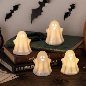 lot 13841 image: Ceramic Ghost Decor, Light Up Ghosts Indoor Halloween Figurines