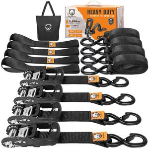 lot 13853 image: Retractable Ratchet Straps 4 Pack, 5208LBS Break Strength, 8, Black