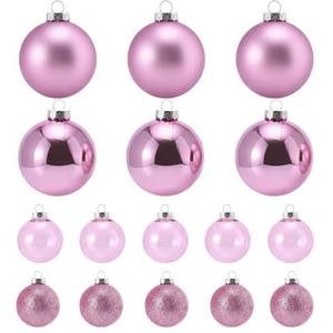 lot 13855 image: Vicenpal 16 Pcs Glass Christmas Ball Ornaments Pink Xmas Tree Decor