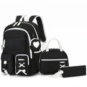 lot 13865 image: PiPiCat Backpack for Girls 4 in 1Back to School Bookbag Black