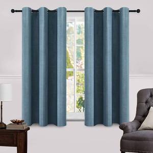 lot 13867 image: MIULEE 100% Blackout Linen Curtains for Bedroom 42x63 Inches Dusty Blue