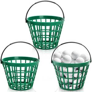 lot 13868 image: Bekith 3 Pack Small Plastic Golf Ball Basket, Golf Ball Container Golf Bucket with Handle, Holds 25 Balls, Green