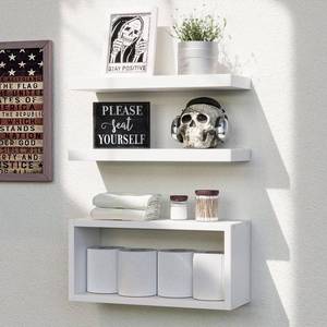 lot 13871 image: RICHER HOUSE 3-Set White Floating Wall Shelves, Bathroom Shelf Over Toilet