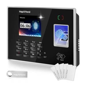 lot 13877 image: HapAttend Time Clocks for Employees Small Business Automatic Calculate Hours, 0 Monthly Fees Fingerprint Time Clock, H2 Standalone Biometric Clock in Machine for Employees with 5 RFID Cards (No WiFi)