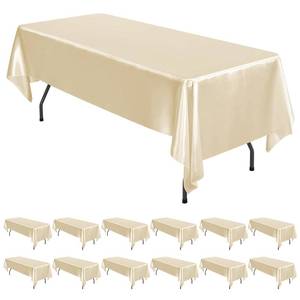 lot 13890 image: REWOMC 12 Pack Champagne Satin Tablecloth, 57 x 108 Inch