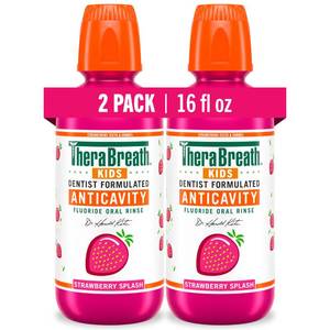 lot 14213 image: TheraBreath Kids Mouthwash, Organic Strawberry Splash, 16 fl oz