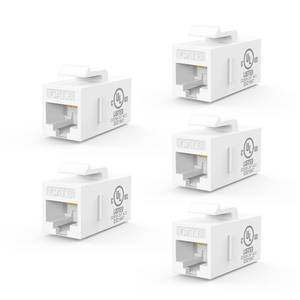 lot 14215 image: VCE UL Listed CAT6 Keystone Coupler PoE, White, 5-Pack