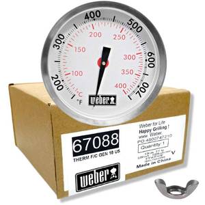 lot 14228 image: Weber Replacement Thermometer 67088, Center Mount, 2-38 Diameter