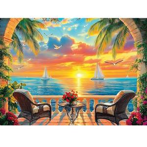 lot 14244 image: Puzzles for Adults 500 Pieces, Jigsaw Puzzles 500 Pieces Adult Puzzles Ocean Sunset Puzzle Recycled Cardboard Funny Challenging Puzzle Game Activity Nights Gift Toy 20.5x15inch