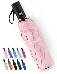 lot 14246 image: Jorilis Compact Umbrella for Travel - Automatic Umbrellas for Rain & Sun Protection, Small Portable UV Umbrella for Car, Backpack, Walking, Folding Windproof Umbrellas for Kids, Women