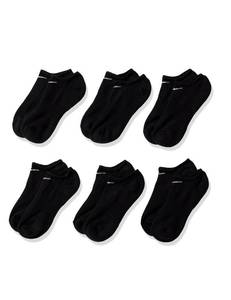 lot 14260 image: Nike Unisex Everyday Cushioned Training No-Show Socks (6 Pairs), BlackWhite, Medium