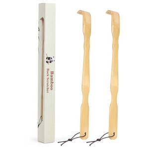 lot 14263 image: YIMICOO 2 Pack Wooden Bamboo Back Scratcher, 17 Inch Long Handle Back Scratchers for Adults Men Women, with Beautiful Gift Packaging