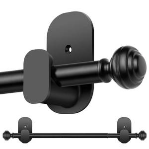 lot 14265 image: KAMANINA No Drill Curtain Rods for Windows 32 to 58 Inch, Adjustable, Black