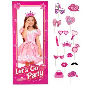 lot 14270 image: 5.2ft Tall Life Size Stand-in Cardboard Cutouts Doll Photo Booth Props for Doll Princess Party Decorations Girls Birthday Party Decor Photoshoot.