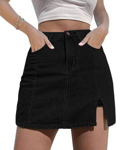 lot 14273 image: luvamia Womens Short Skorts for Womens Stretchy Jean Skirt Soft Black Sz. L