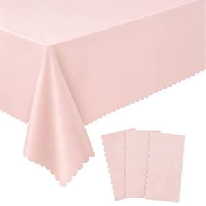 lot 14303 image: NatNarr 3 Pcs Plastic Light Pink Tablecloths, Scalloped Table Cloths