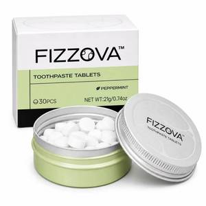 lot 14313 image: FIZZOVA Toothpaste Tablets Hydroxyapatite, Travel Toothpaste, Mint 30 Ct