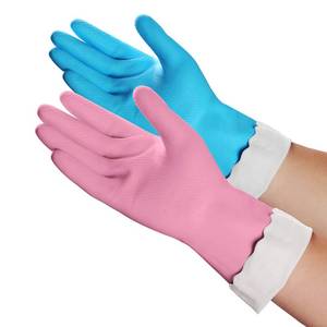 lot 14320 image: HSL Latex-Free Cleaning Gloves, Cotton Flocked Liner, 2 Pairs, Small