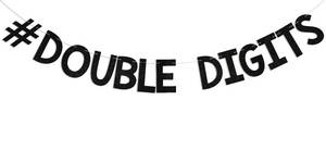 lot 14322 image: Double Digits Banner - Cheers to 10 Years, Bruh Its My 10th Birthday Decor, Funny 10th Birthday Party Decorations Black Glitter