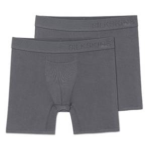 lot 14329 image: Terramar Mens Silkskins 6 Boxer Briefs, Grey, 2 Pack, Large