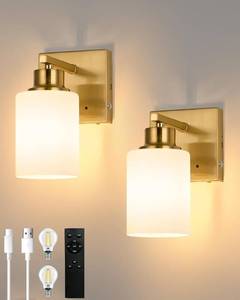 lot 17756 image: Rayogale Wireless Battery Wall Sconce Set of Two