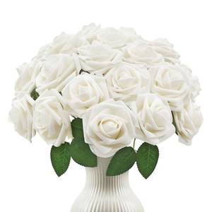 lot 17763 image: 25-Piece Artificial Foam Roses Ivory White