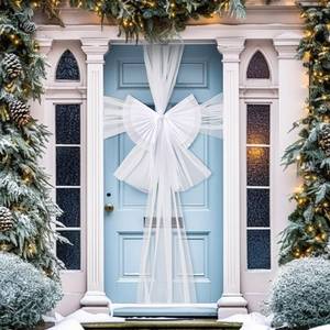 lot 17777 image: Knitgrip Christmas Door Bow with Streamers White Tulle