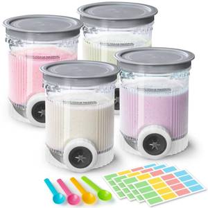 lot 17783 image: GuanQiao 4-Pack Cream Swirl Pints & Lids for Ninja NC700