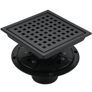 lot 17805 image: Yunzhizhao 6 Inch Square Shower Drain Kit, Matte Black