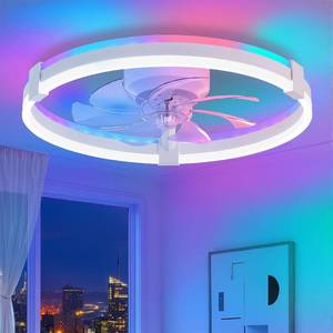 lot 17812 image: ZMISHIBO 20 RGB Low Profile Ceiling Fan with Light