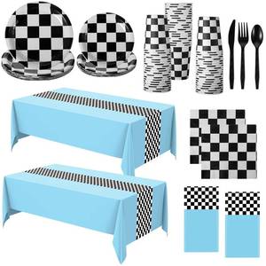 lot 17815 image: Oudain 162 Pc Racing Car Birthday Party Decorations