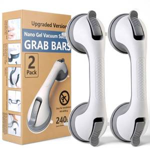 lot 17831 image: Quiheat Suction Shower Grab Bars, 2-Pack, Grey