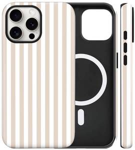 lot 18322 image: Flewfun Magnetic iPhone 16 Pro Max Case Apricot Stripes