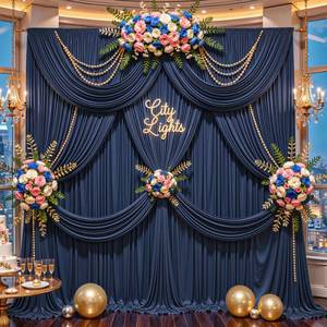 lot 18334 image: Suppromo Navy Blue Backdrop Curtains 10ft x 10ft