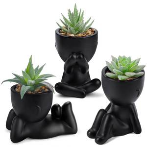 lot 18369 image: Der Rose 3 Pack Fake Plants in Black Pots