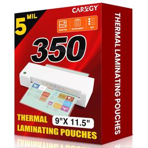 lot 18372 image: CAREGY Thermal Laminating Pouches 350-Pack 5 Mil