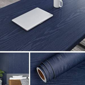 lot 18389 image: Livelynine Dark Blue Wood Grain Peel and Stick Contact Paper
