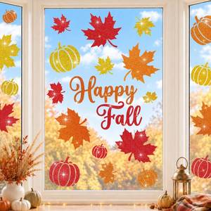 lot 18390 image: Bananabrother Fall Window Clings Double-Sided Autumn Decals