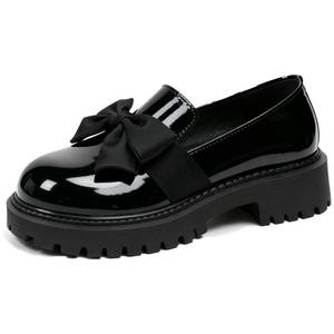 lot 18393 image: Womens Patent Leather Loafers Chunky Heel