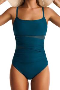 lot 18415 image: EVOCRCO One Piece Swimsuit Women Tummy Control Dark Blue - Size Small
