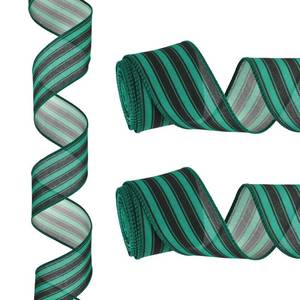 lot 18423 image: PATIKIL Striped Ribbon Green and Black 12 Yards x 2