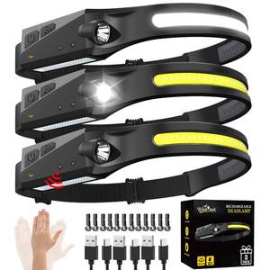 lot 18489 image: Rechargeable Headlamp 3-Pack LED 230°