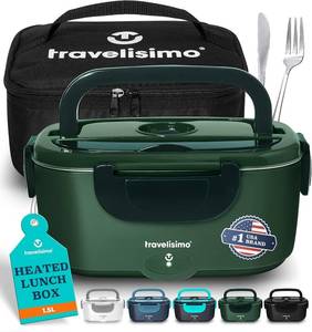 lot 19009 image: TRAVELISIMO Electric Lunch Box for Adults 100W Heated Lunch Box For Men 1.5L Stainless Steel Portable Food Warmer, 1224110V for Travel & Work, Loncheras Electricas Para Calentar almuerzo