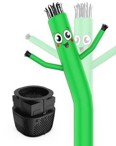 lot 19017 image: Puligoth Inflatable Tube Man with Blower 6 FT Tall Dancing Inflatable Tube Guy for Outdoor Decoration with Mini Blower Fan, for Mall Opening, Business Advertising, and Events (Green)