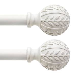 lot 19019 image: QDWIS 2 Pack White Curtain Rods for Windows 48 to 84 inch,1 Adjustable Heavy Duty Window Curtain Rod with Leaf Finials,Rustic Decorative Drapery Rods Set,Size36-88