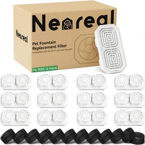 lot 19024 image: Neareal Official 12-Pack Replacement Filter Set for 108oz Cat Fountain