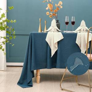 lot 19026 image: ZIWUROAD Blue Table Cloth for Rectangle Tables, Waterproof Spillproof Washable Tablecloth, Polyester Linen Dining Table Cover for Wedding, Party, Farmhouse, Kitchen - 60 x 84, Blue