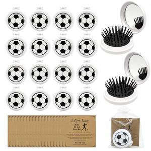 lot 19028 image: Mini Folding Hair Brush with Mirror �� 20 Pack Detangler Brushes (Not Soccer Themed)